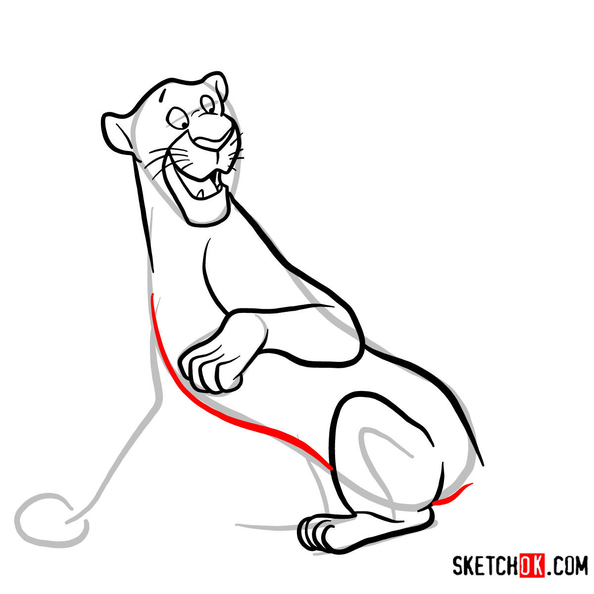 How to draw Bagheera the Panther - step 08