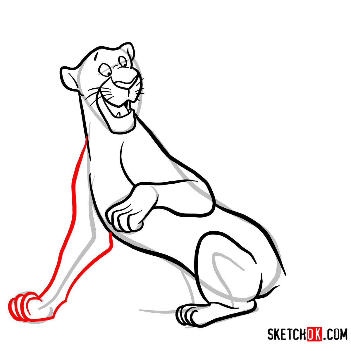 How to draw Bagheera the Panther - step 09