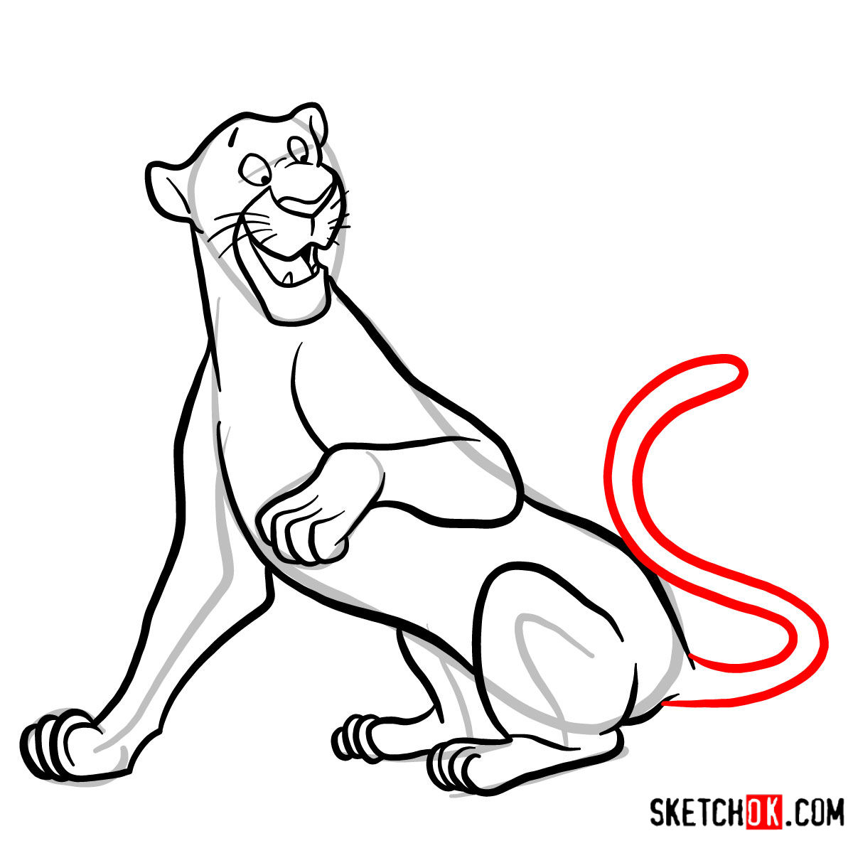 How to draw Bagheera the Panther - step 11