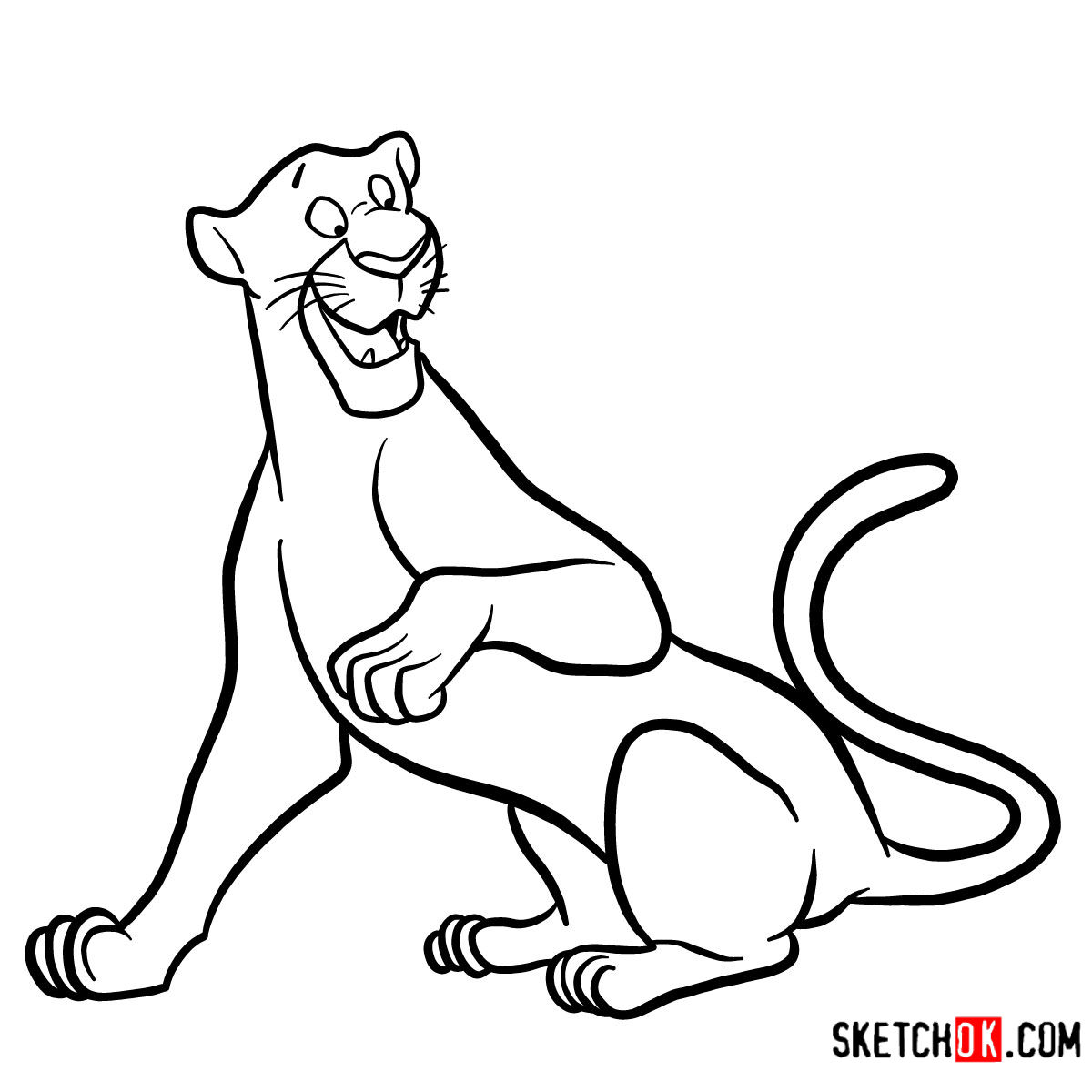 How to draw Bagheera the Panther - step 12