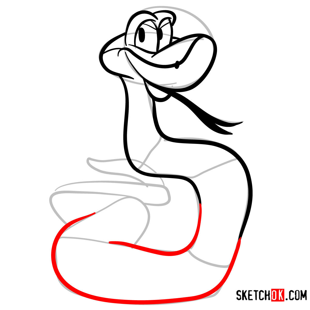 How to draw Kaa | The Jungle Book - step 07