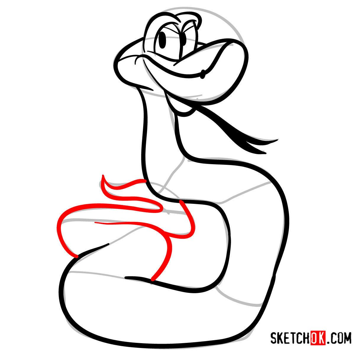 How to draw Kaa | The Jungle Book - step 08