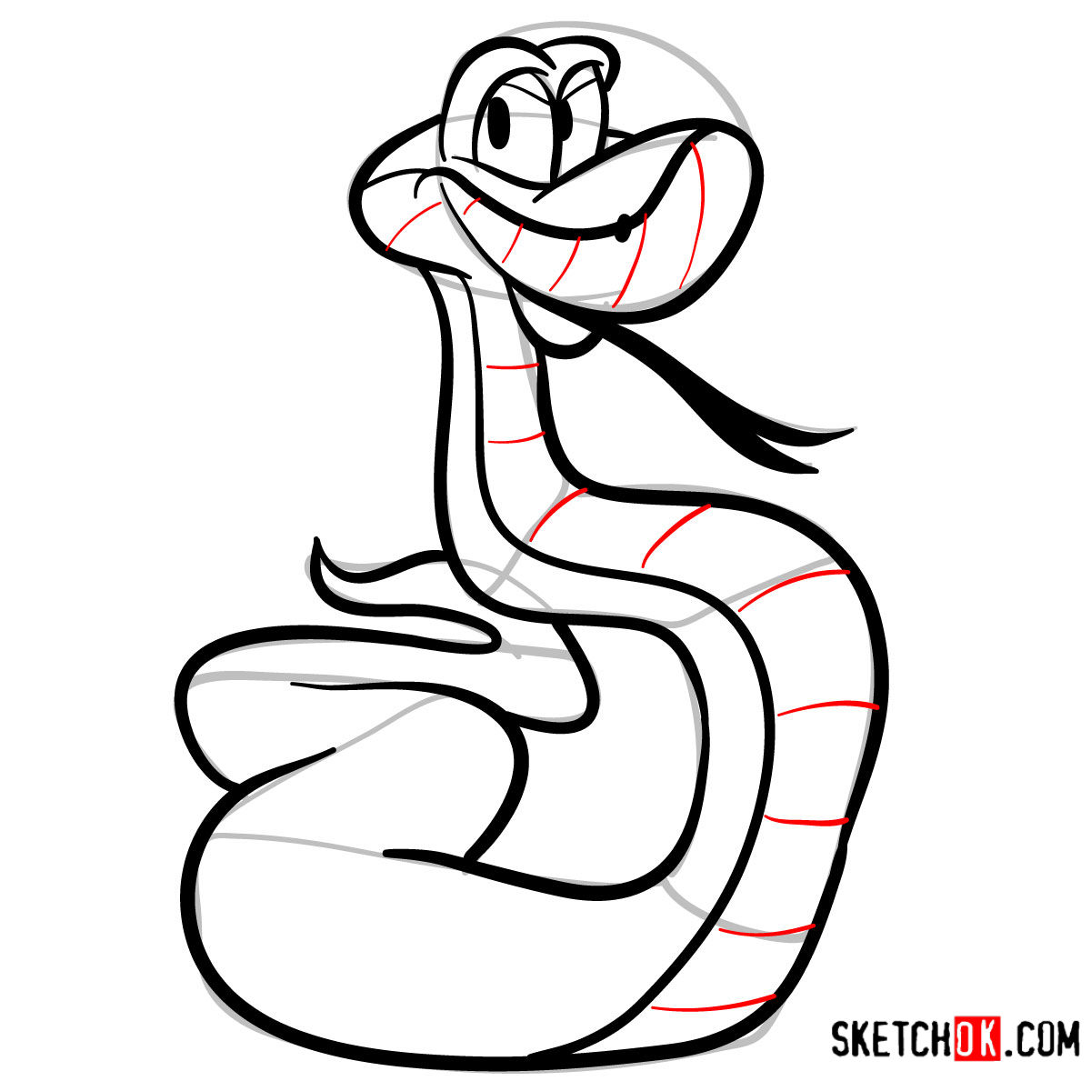 Рисунок змеи поэтапно