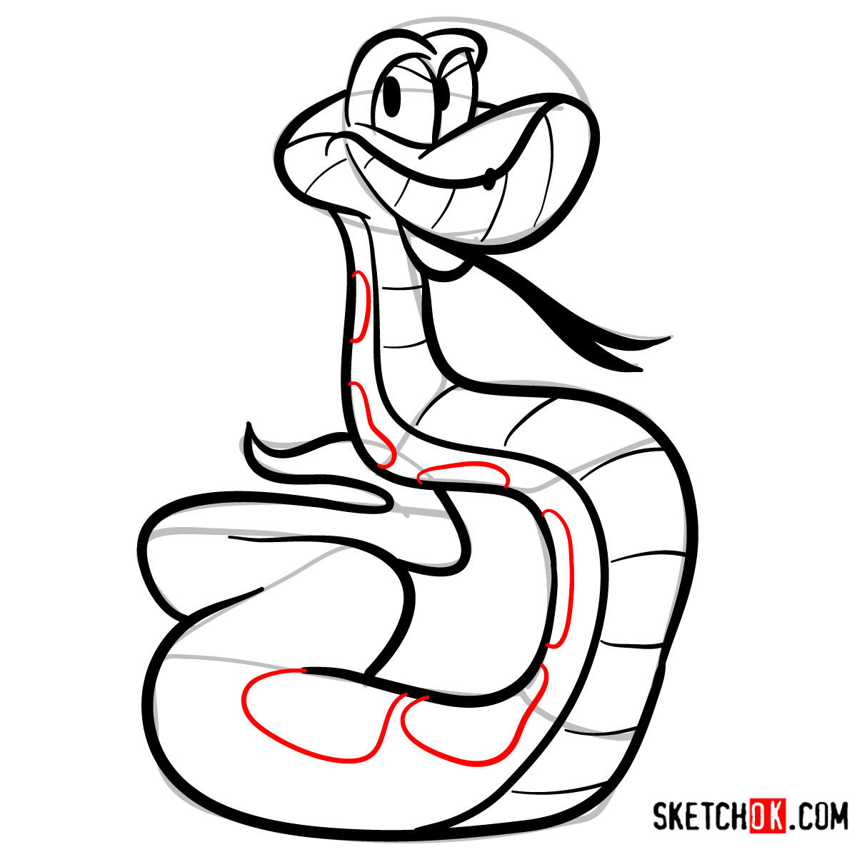 How to draw Kaa | The Jungle Book - step 11