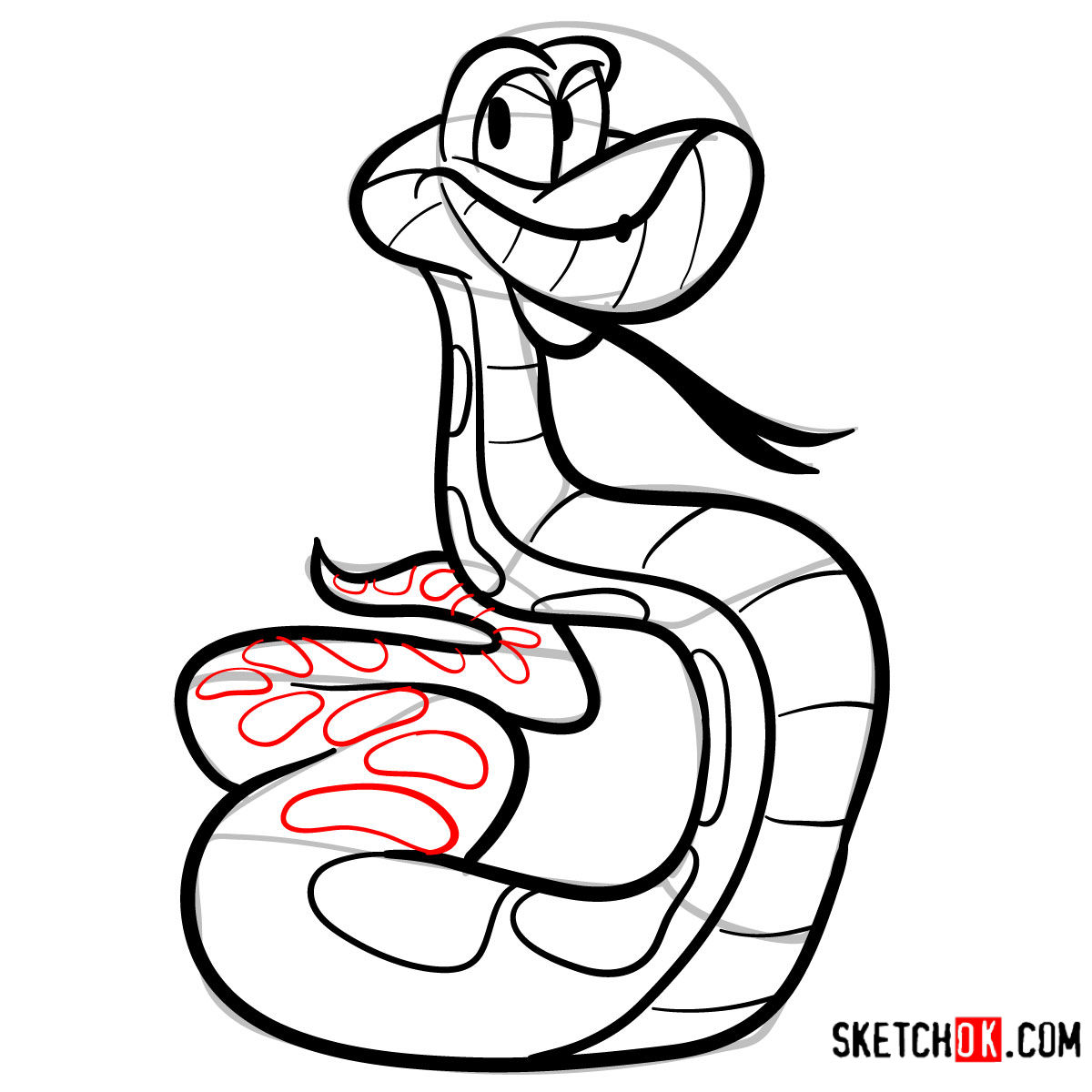 How to draw Kaa | The Jungle Book - step 12