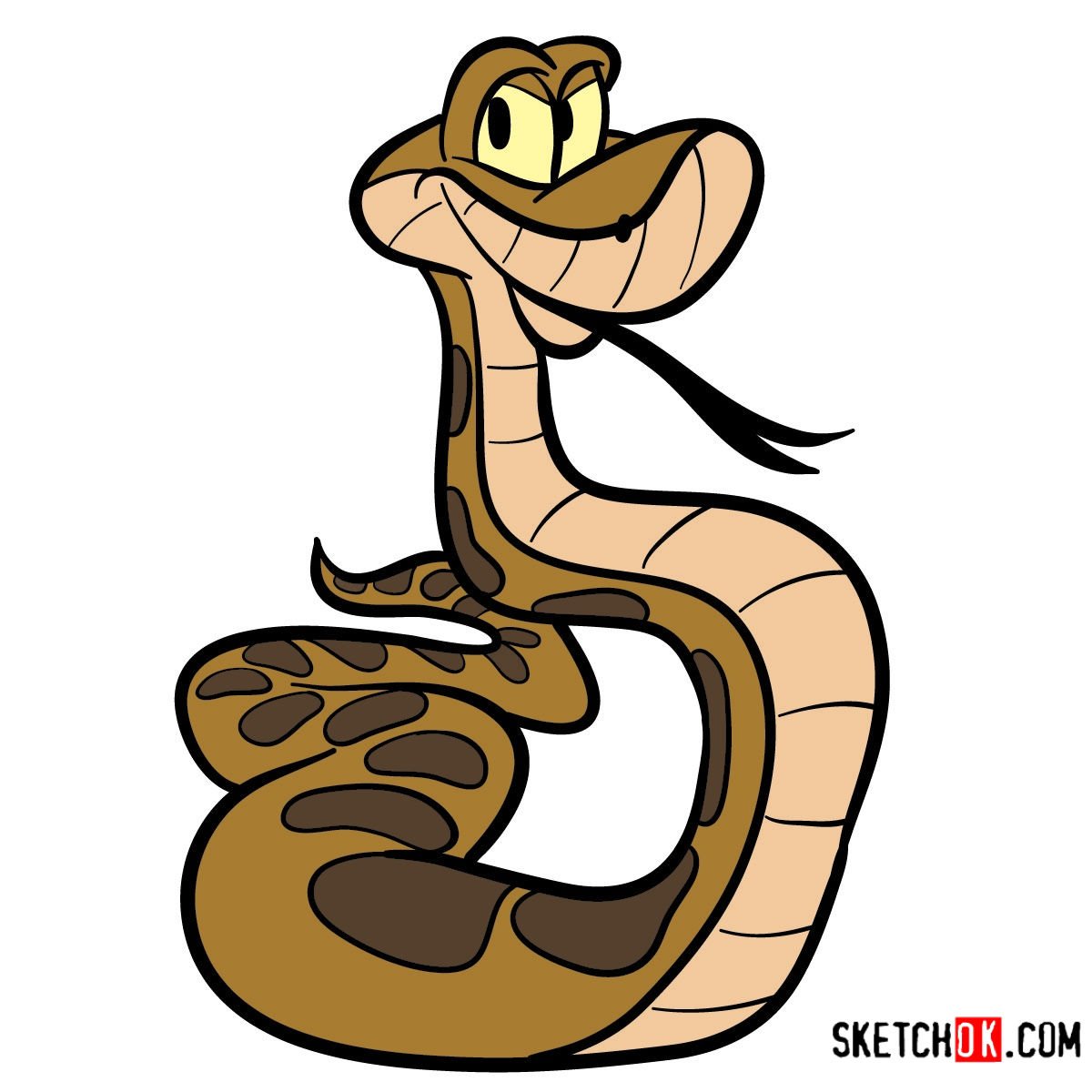 How to draw Kaa | The Jungle Book - Sketchok easy drawing guides