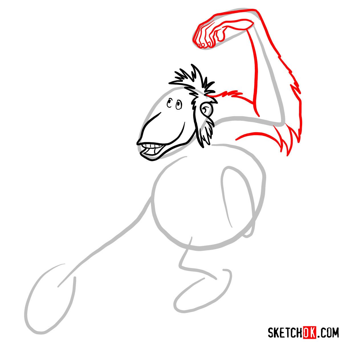 How to draw King Louie from Jungle Book - step 04
