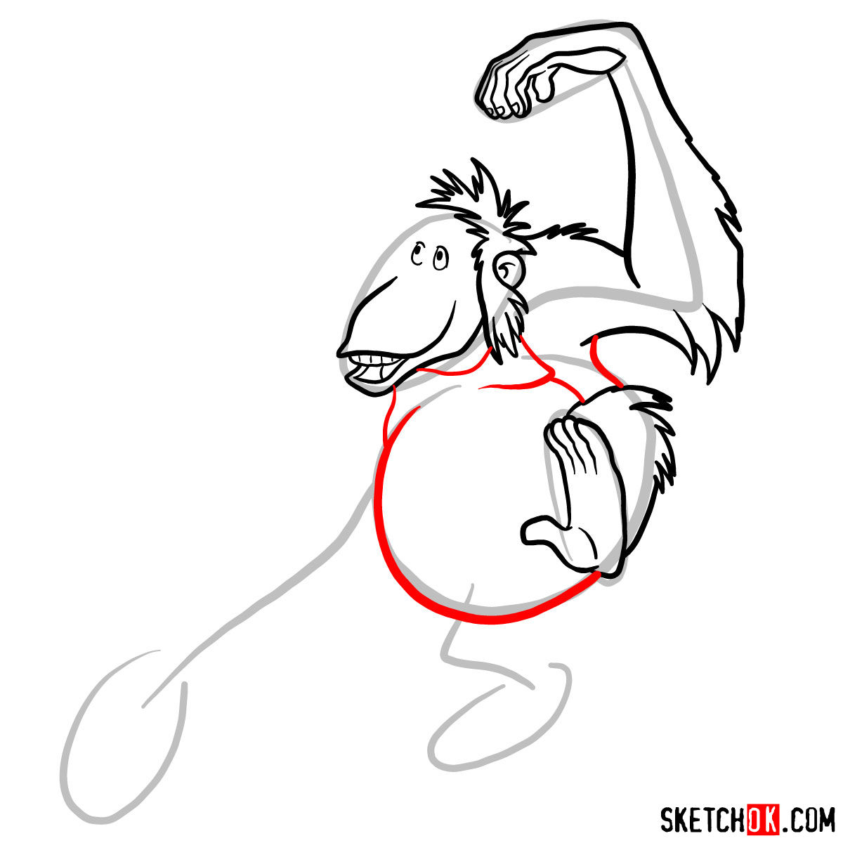 How to draw King Louie from Jungle Book - step 06