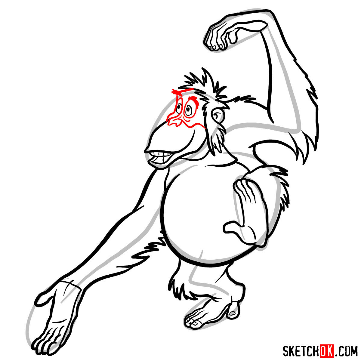 How to draw King Louie from Jungle Book - step 09