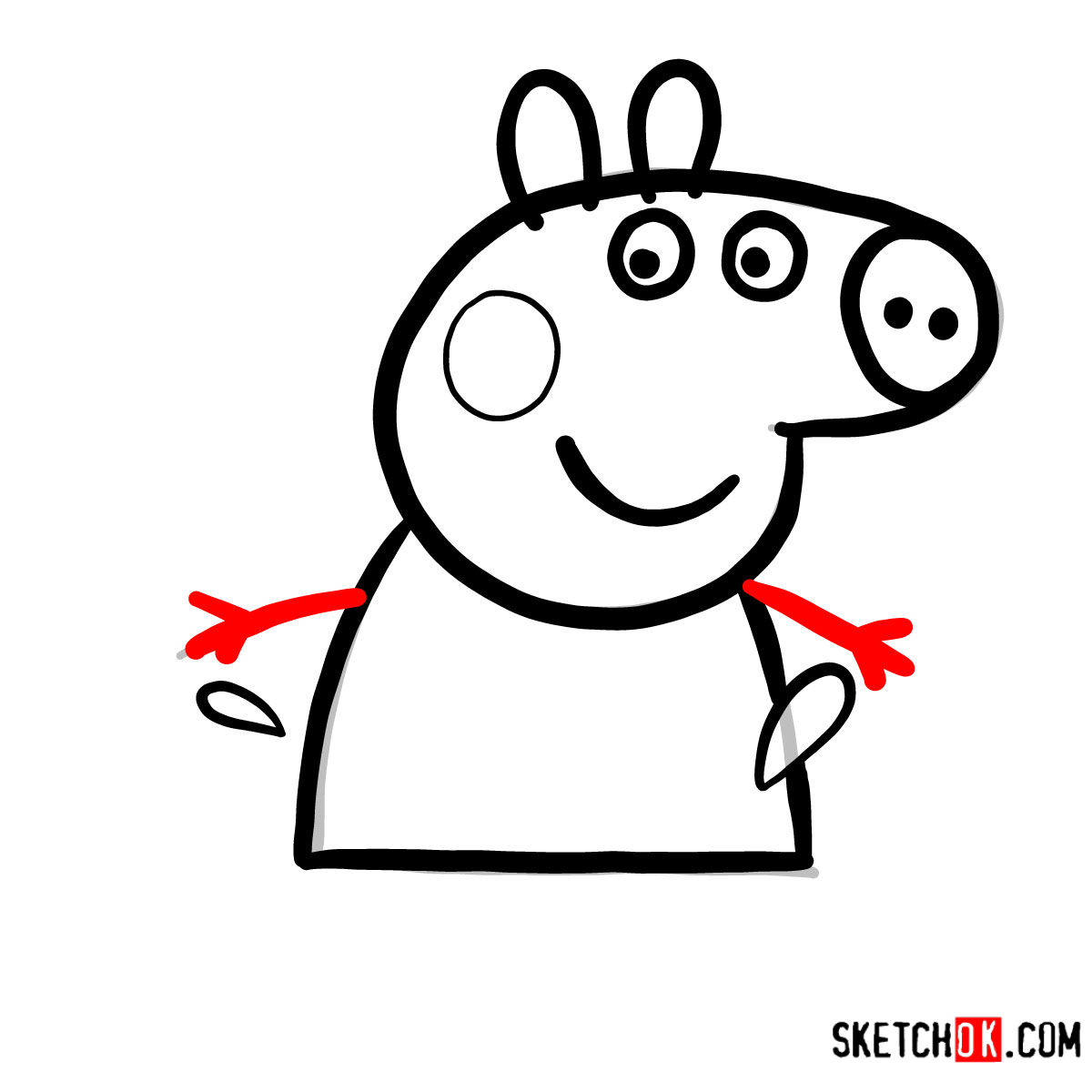How to draw Peppa Pig in the mud puddle -  step 06