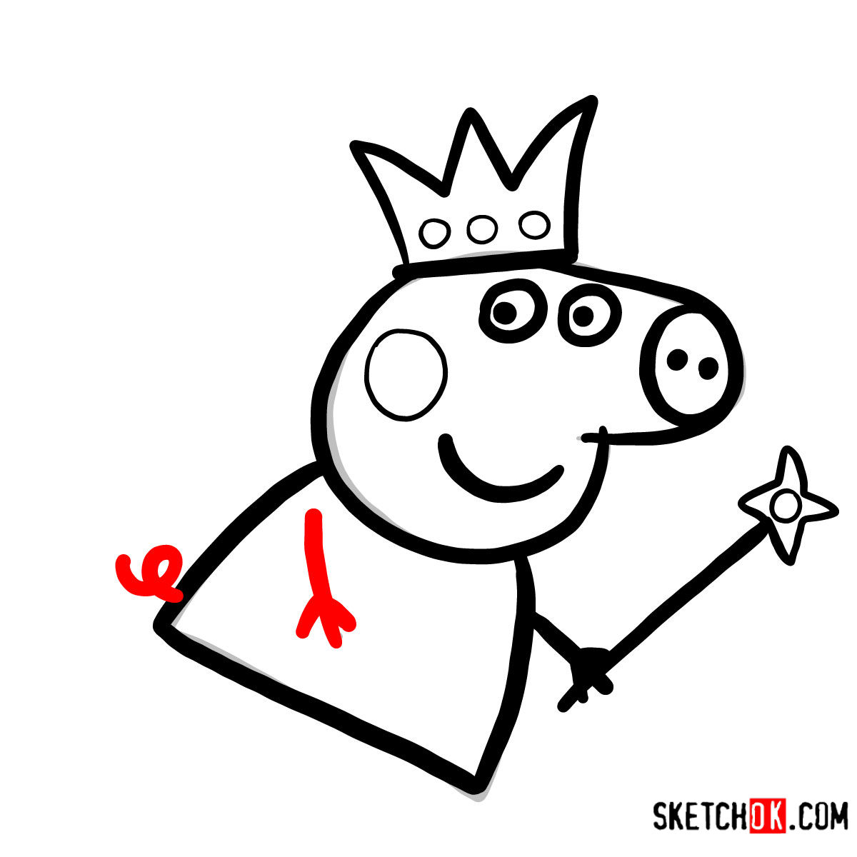 How to draw Peppa Pig fairy - step 07