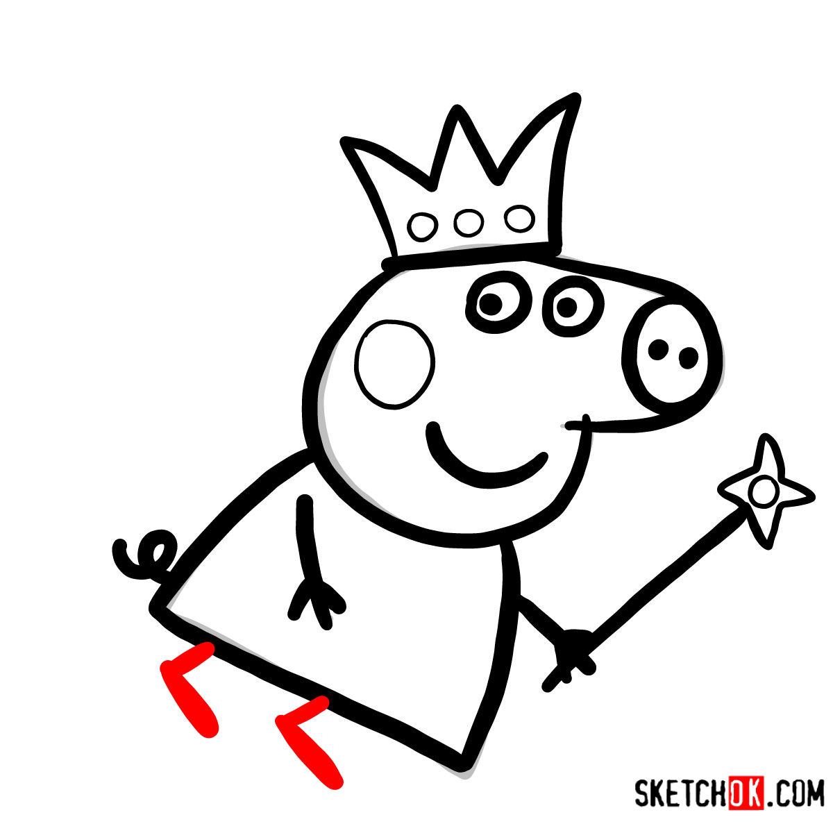 How to draw Peppa Pig fairy - step 08