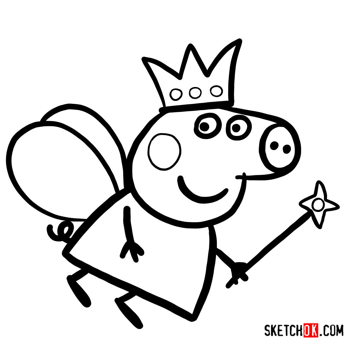 How to draw Peppa Pig fairy