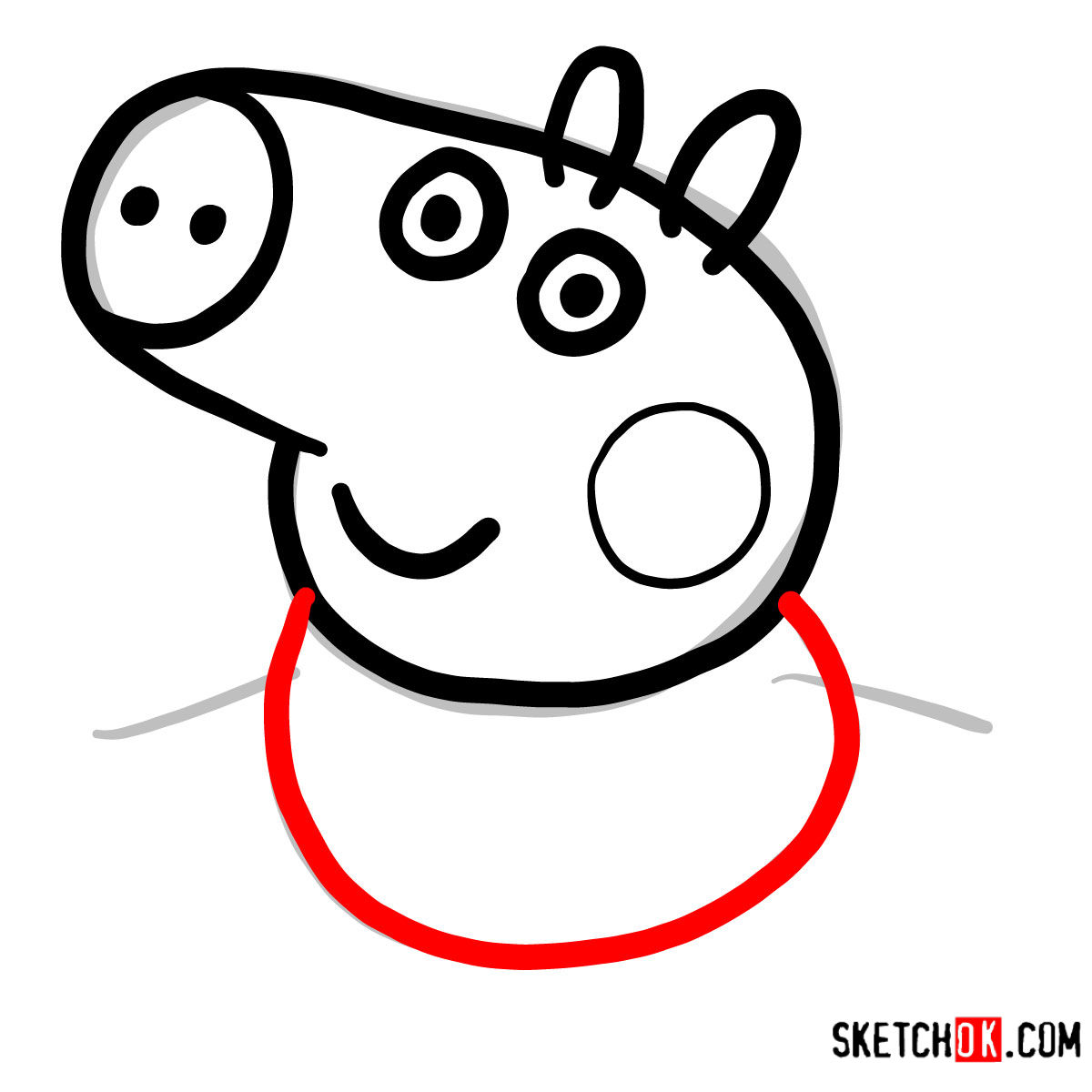 How to draw George Pig - step 05
