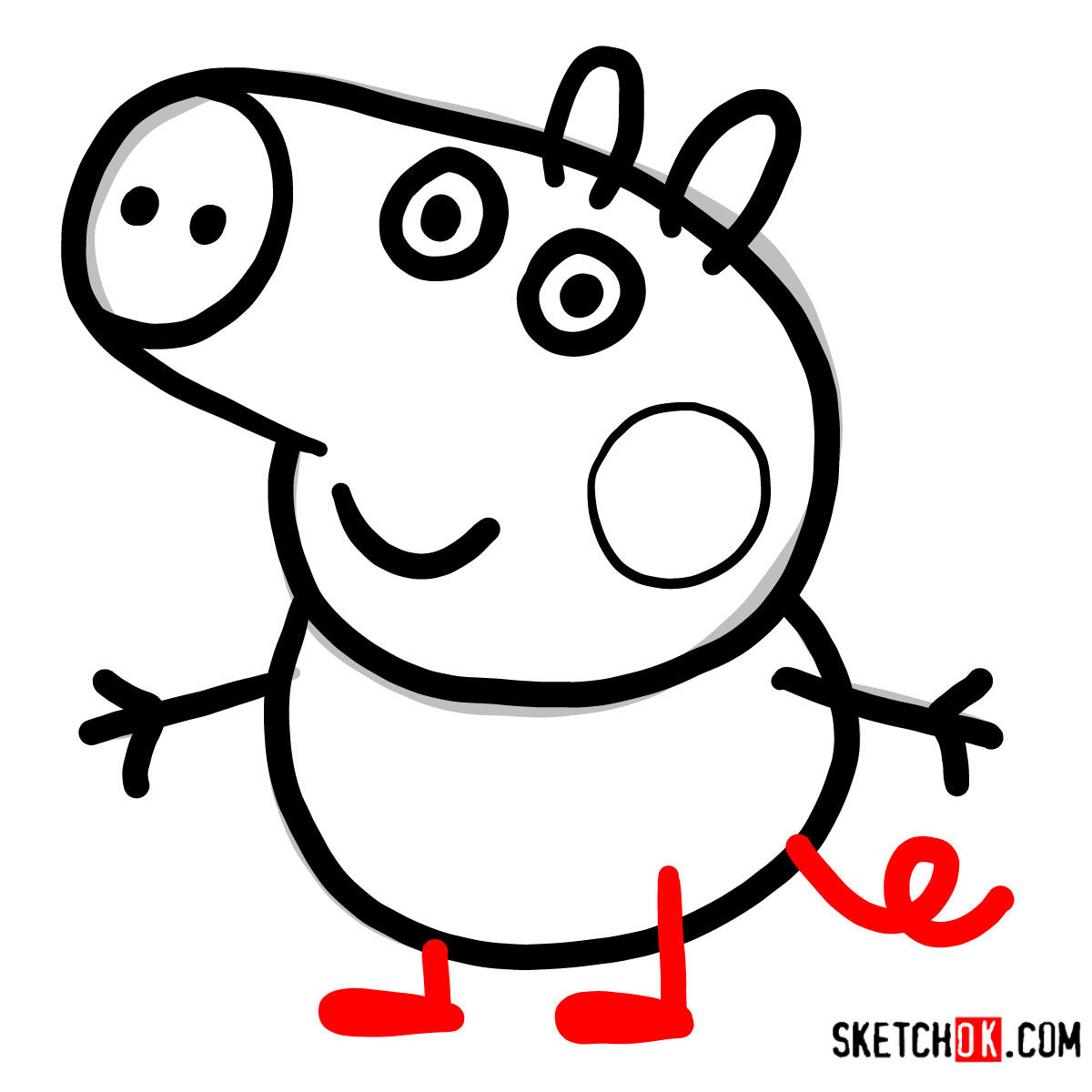 How to draw a pig vector illustration. Draw a pig step by step. Easy pig  drawing guide. Cute and easy drawing guidebook. Stock Vector | Adobe Stock