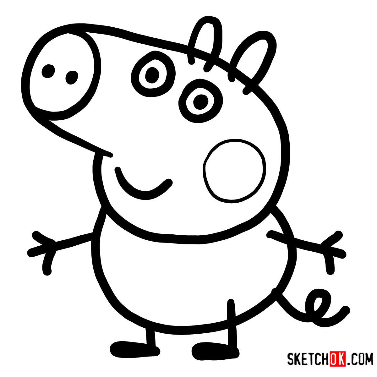 How To Draw George Pig Step By Step Drawing Tutorials