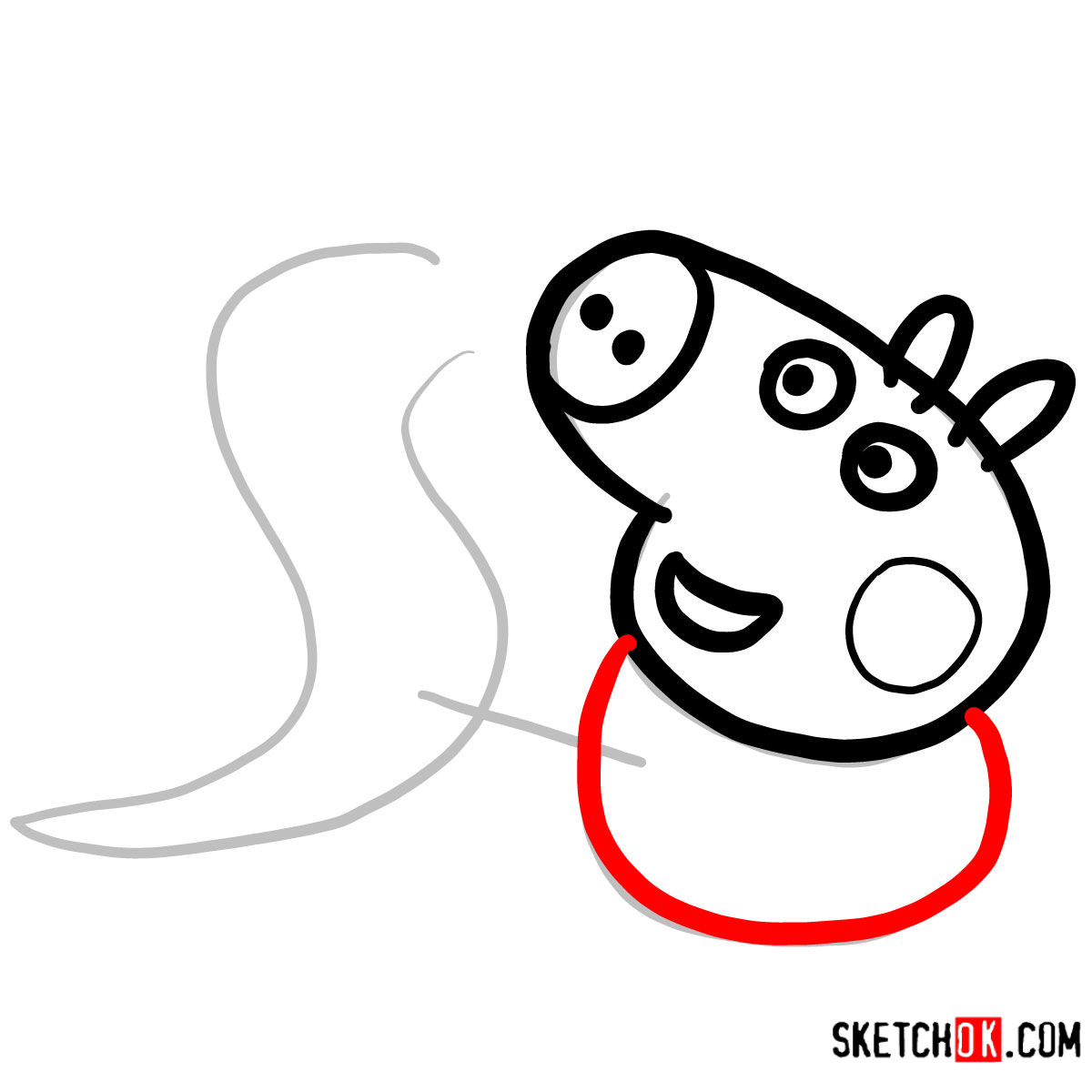How to draw George Pig with a dino toy - step 05