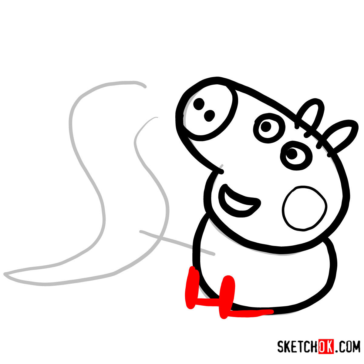 How to draw George Pig with a dino toy -  step 06