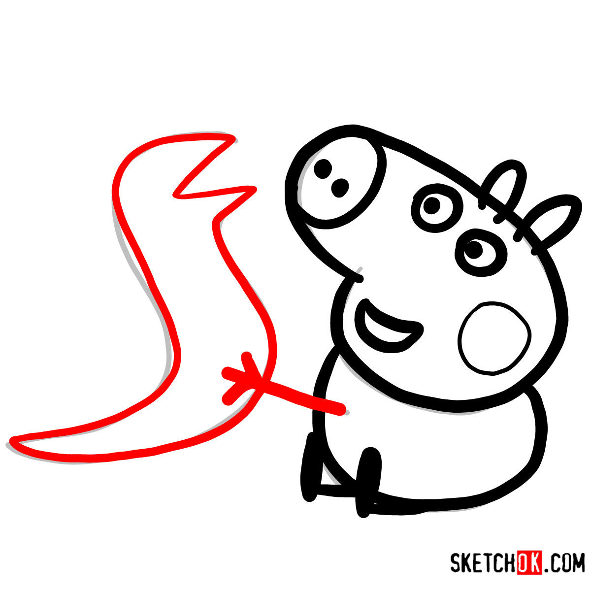How to draw George Pig with a dino toy - step 07