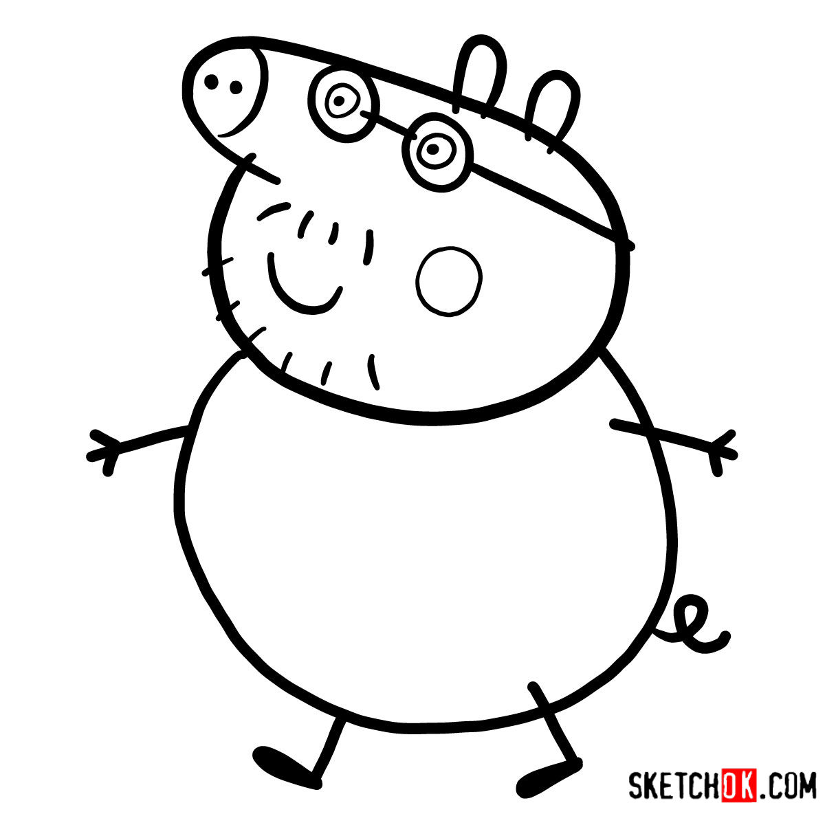 How to draw Daddy Pig