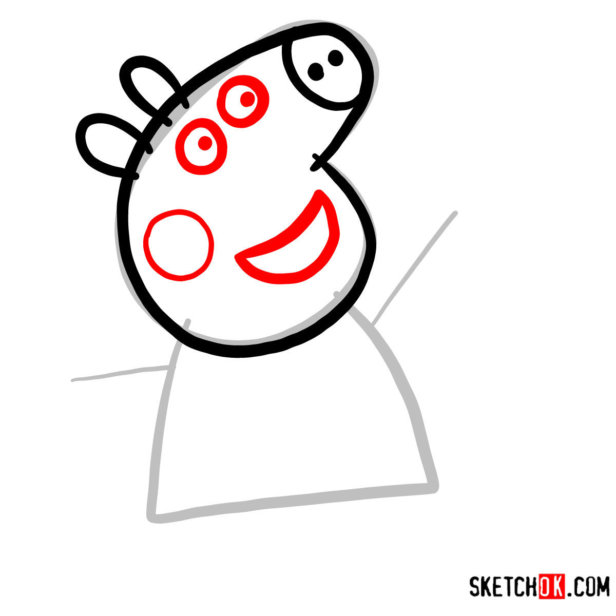 How to draw Peppa Pig with an icecream - step 04
