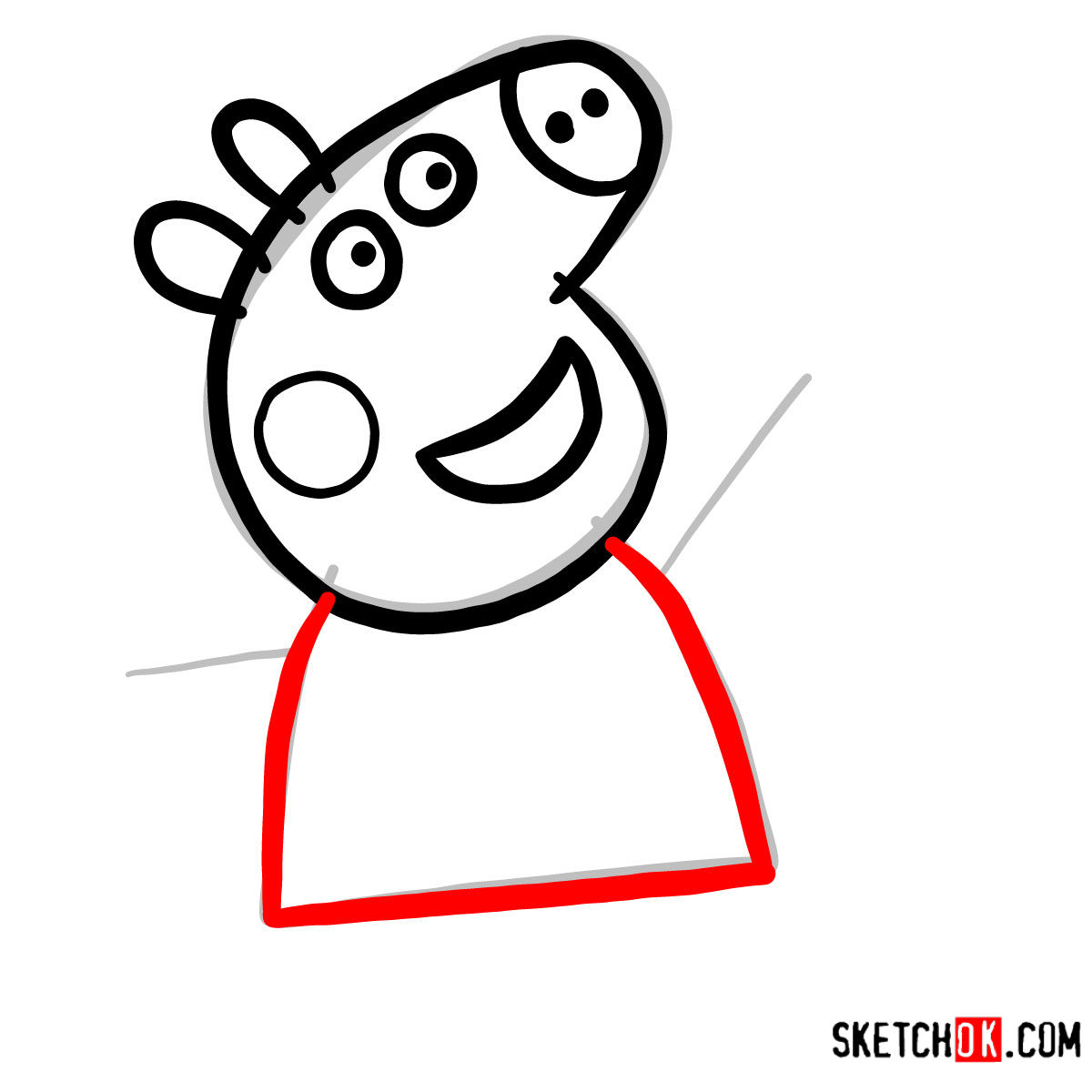 How to draw Peppa Pig with an icecream - step 05