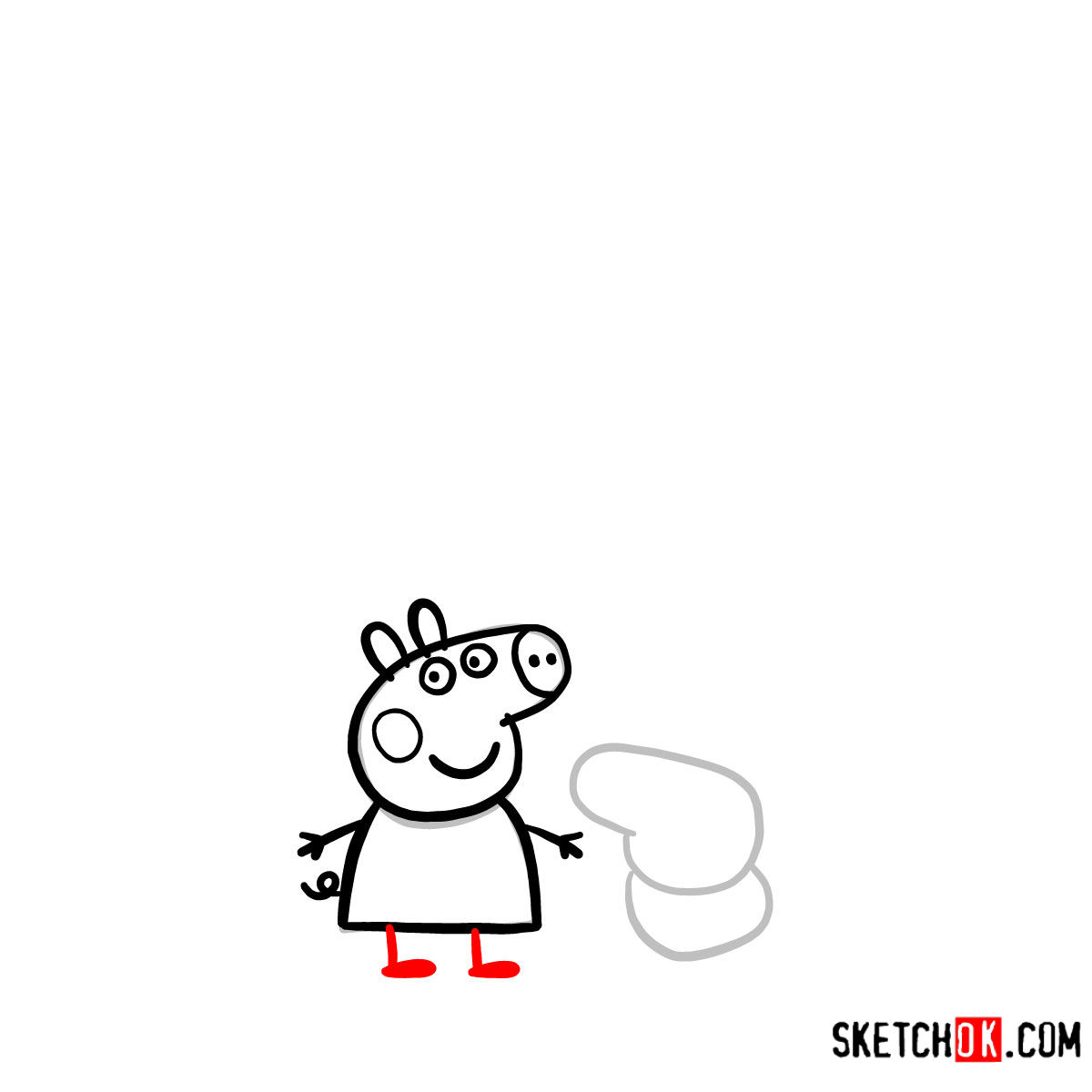 How to draw Peppa Pig's family - step 06