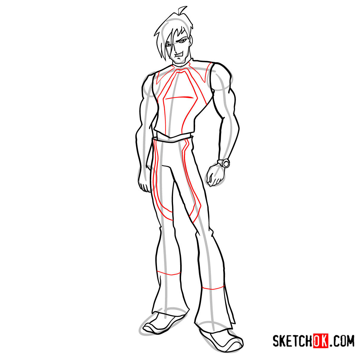 How to draw Brandon from Winx - step 11