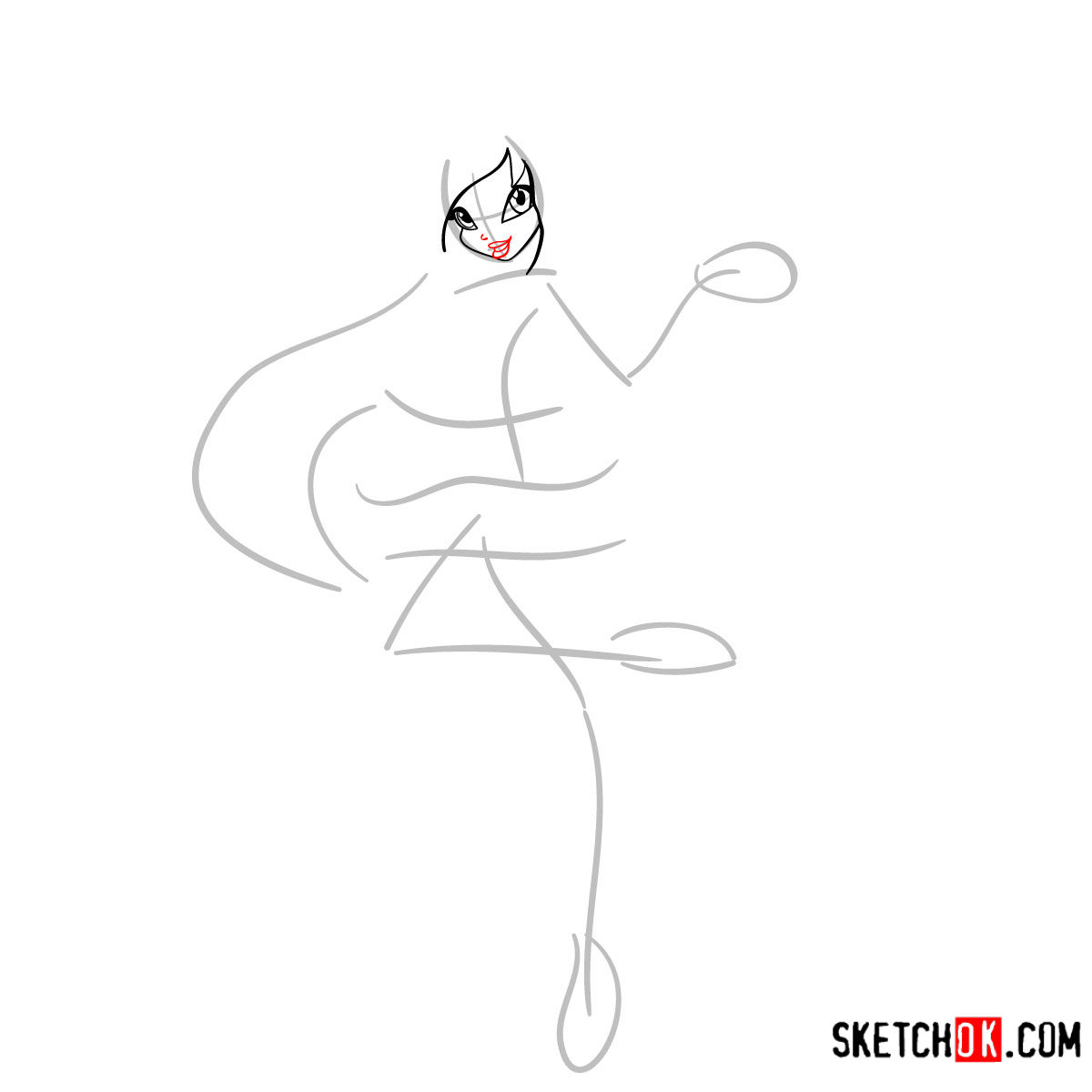 How to draw Bloom Enchantix from Winx - step 03
