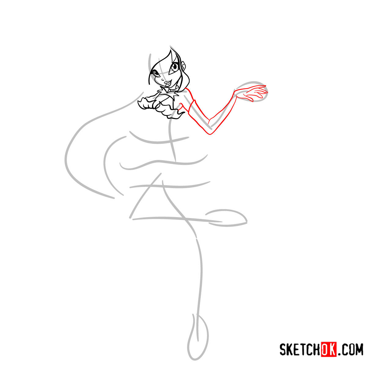 How to draw Bloom Enchantix from Winx - step 06