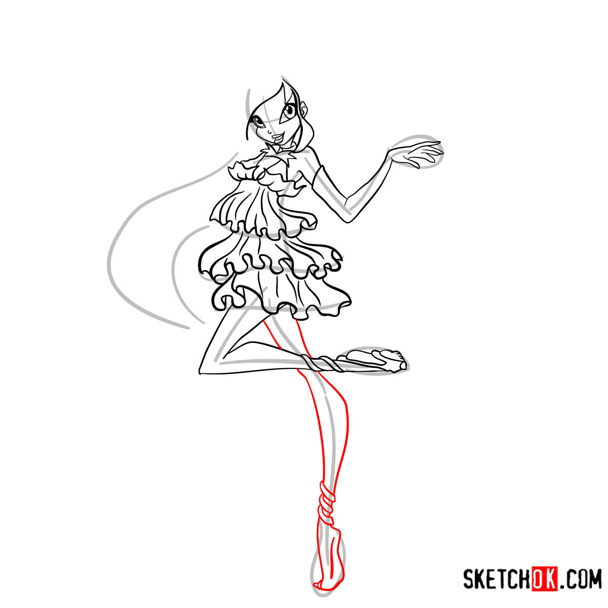 How to draw Bloom Enchantix from Winx - step 10