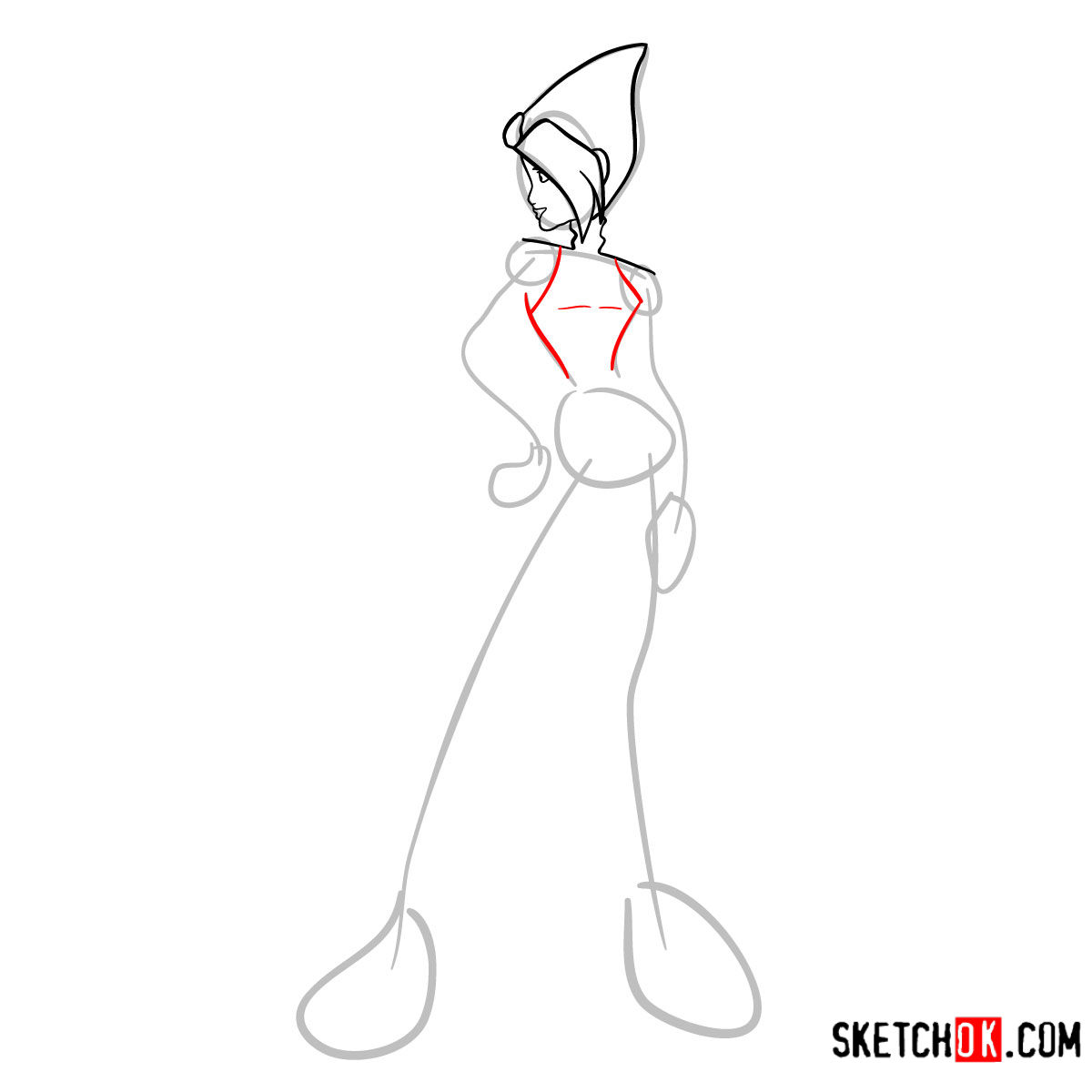 How to draw Tecna Charmix from Winx - step 06