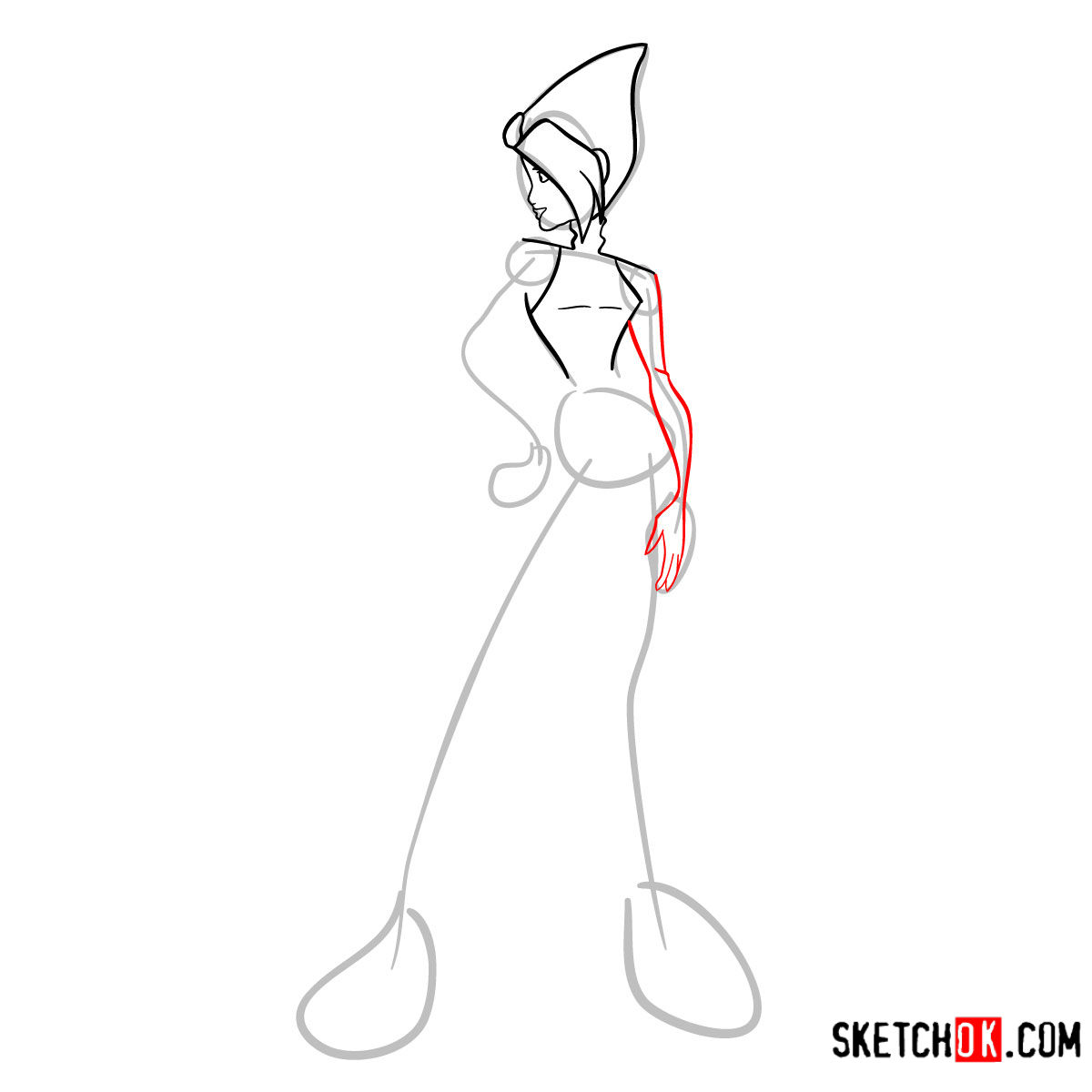 How to draw Tecna Charmix from Winx - step 07
