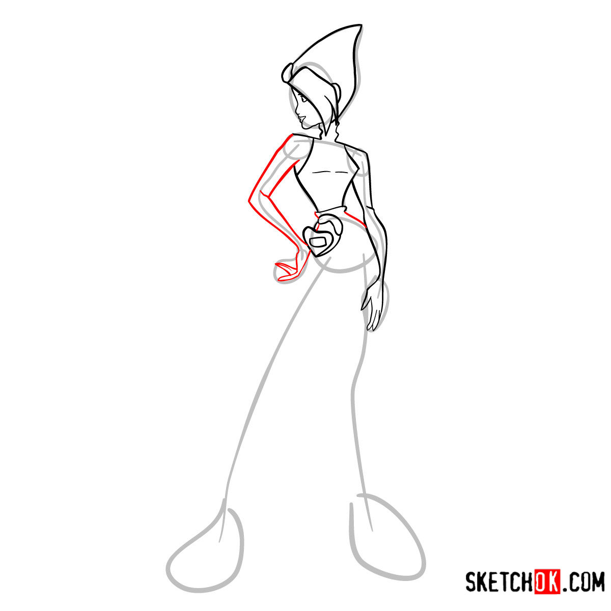 How to draw Tecna Charmix from Winx - step 09