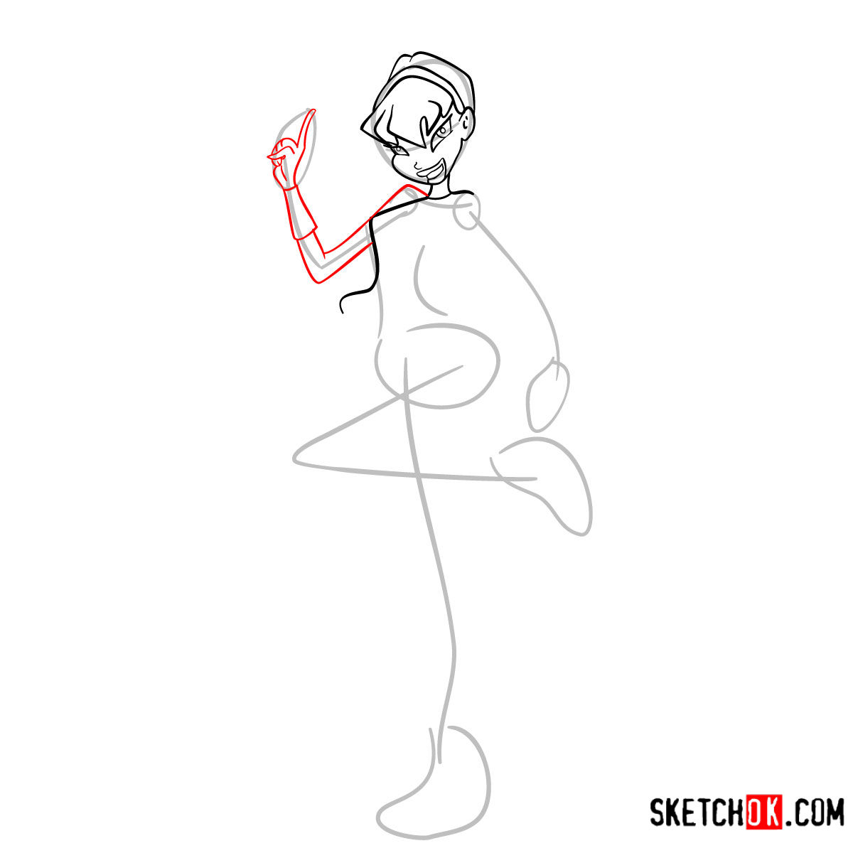 How to draw Stella Charmix from Winx - step 06