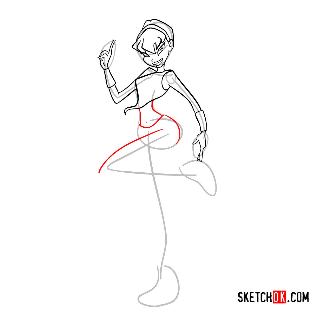 How to draw Stella Charmix from Winx - step 09