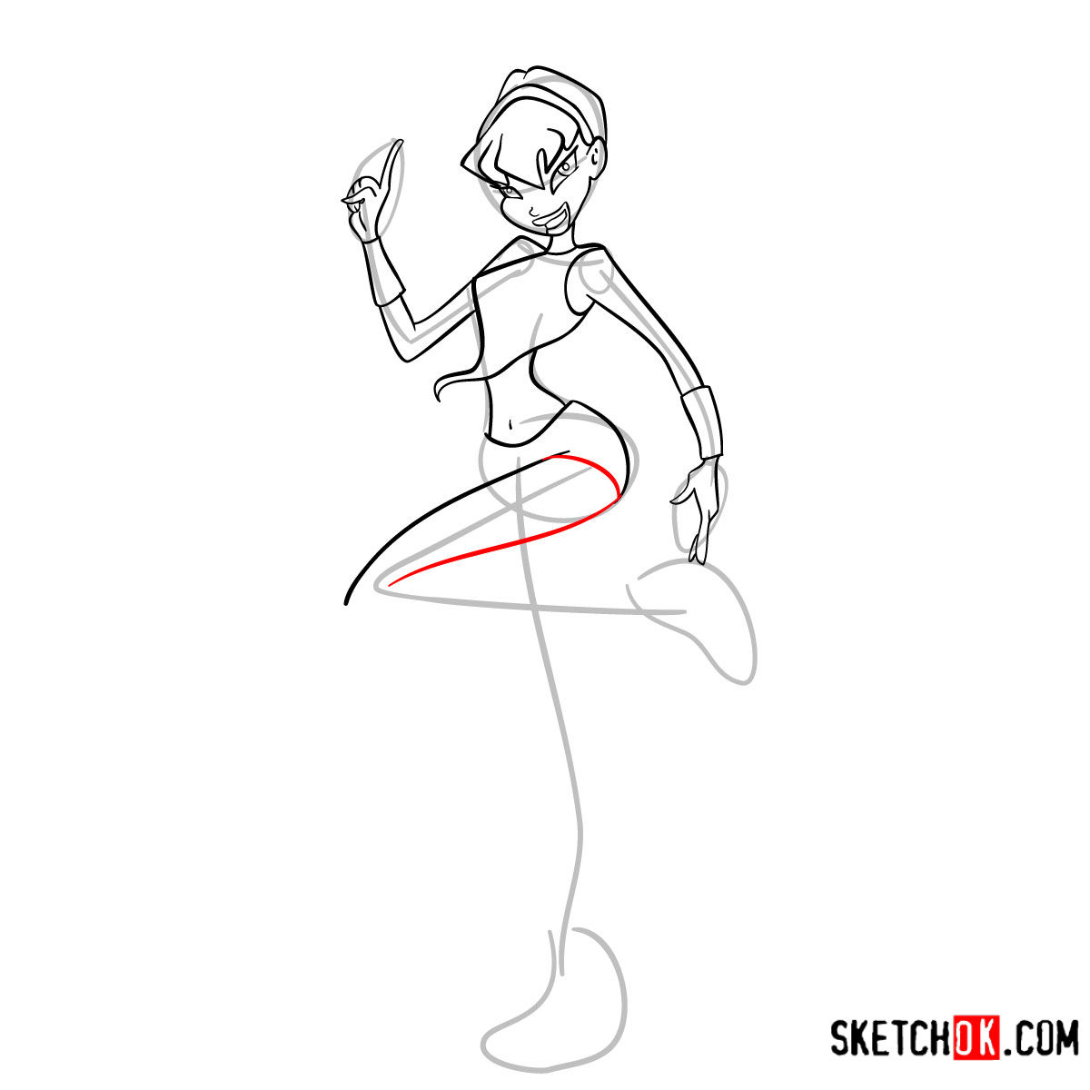 How to draw Stella Charmix from Winx - step 10