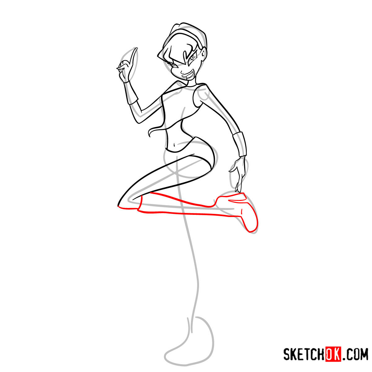 How to draw Stella Charmix from Winx - step 11