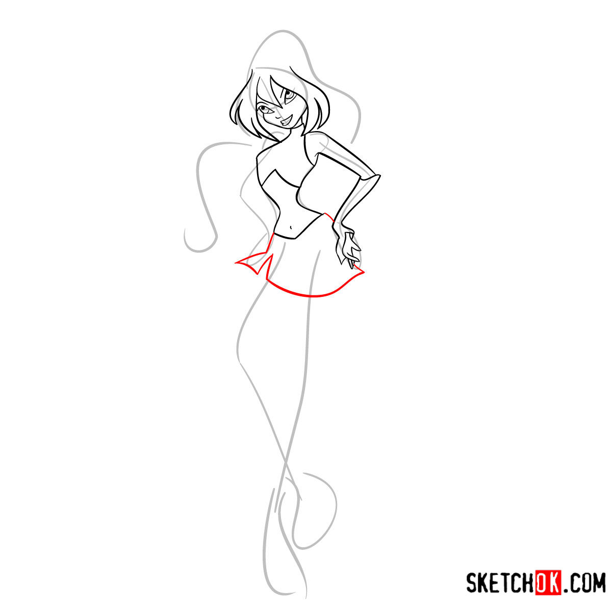 How to draw Bloom Charmix from Winx - step 08