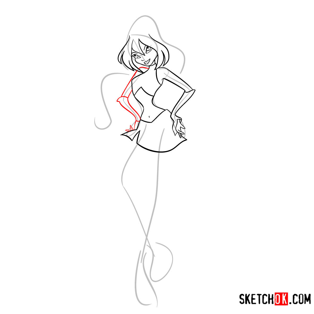 How to draw Bloom Charmix from Winx - step 09