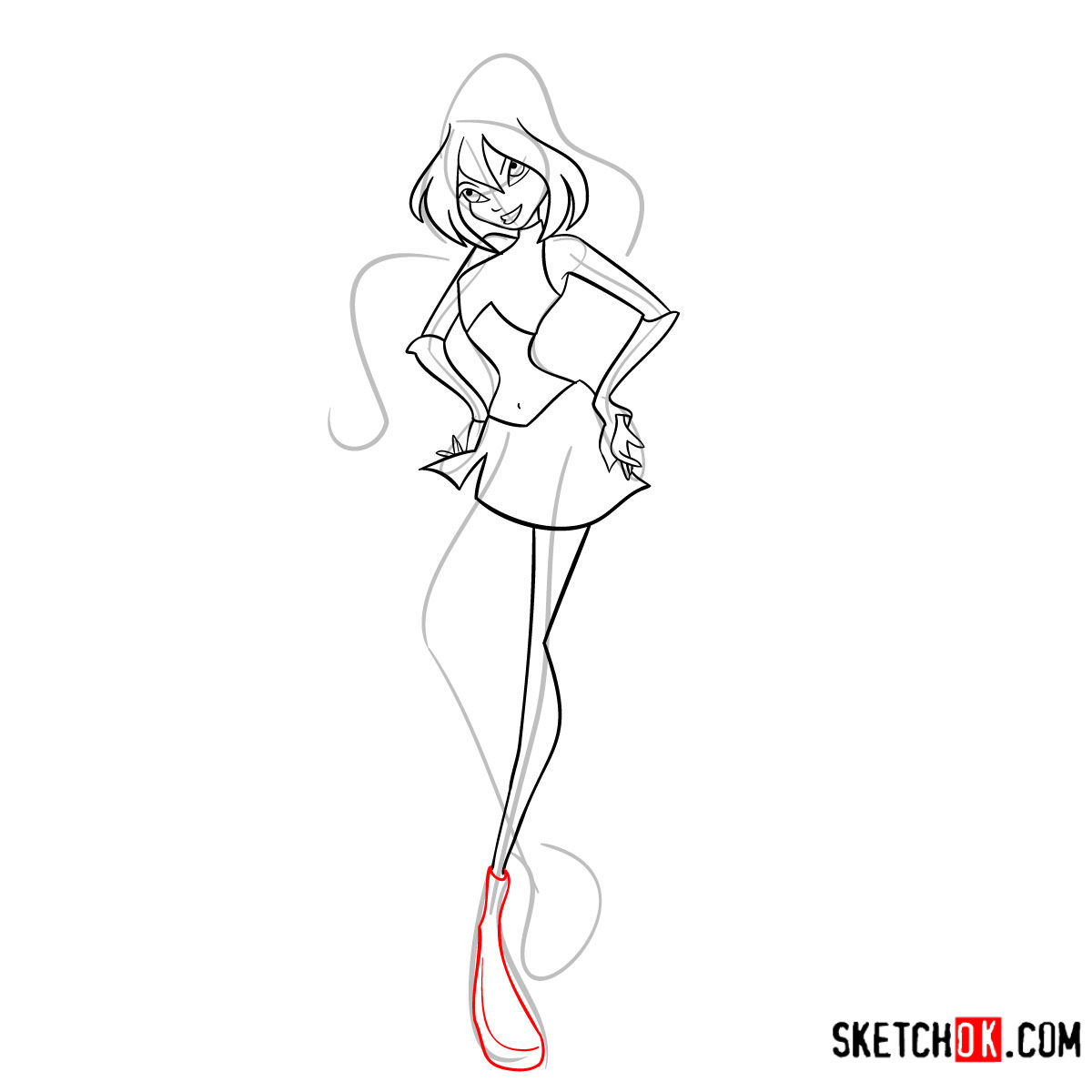 How to draw Bloom Charmix from Winx - step 11
