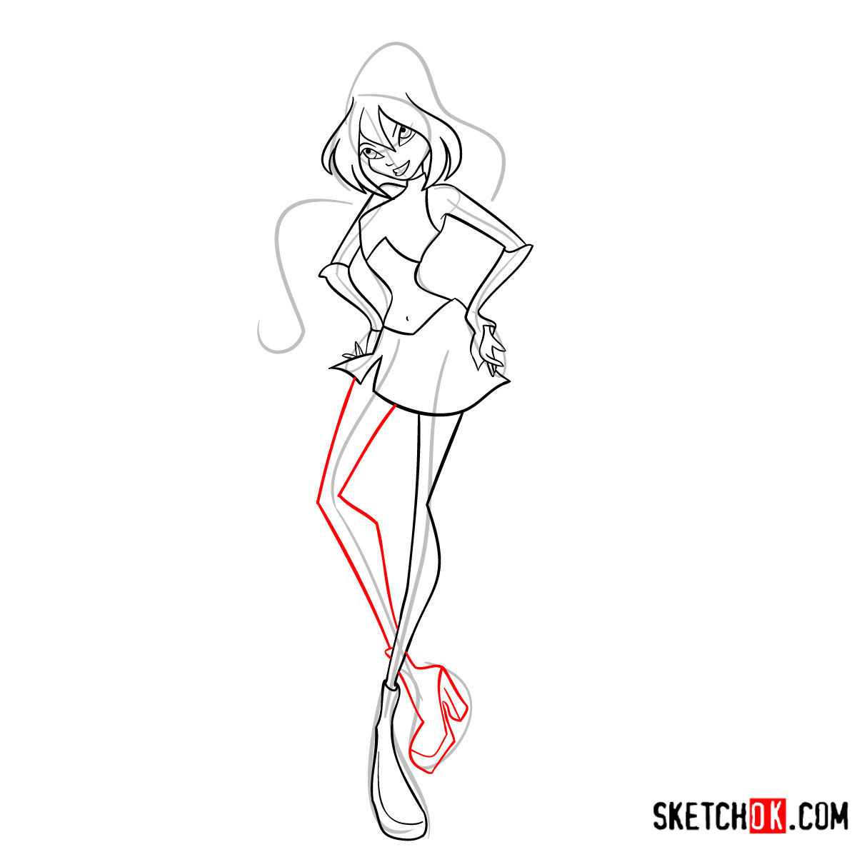 How to draw Bloom Charmix from Winx - step 12