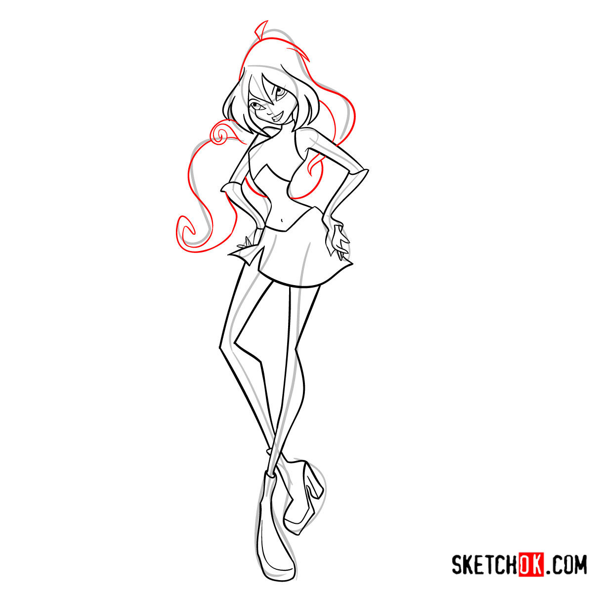 How to draw Bloom Charmix from Winx - step 13