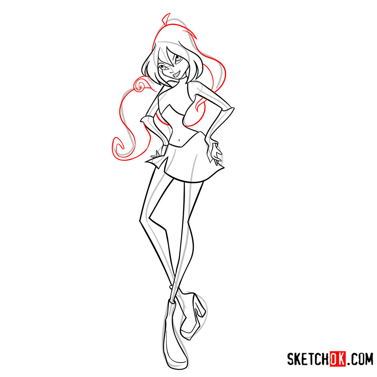 How To Draw Bloom Charmix From Winx Sketchok Step By Step Drawing Tutorials