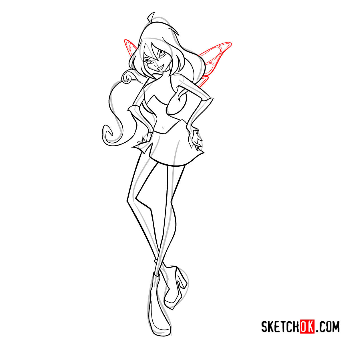 How to draw Bloom Charmix from Winx - step 14