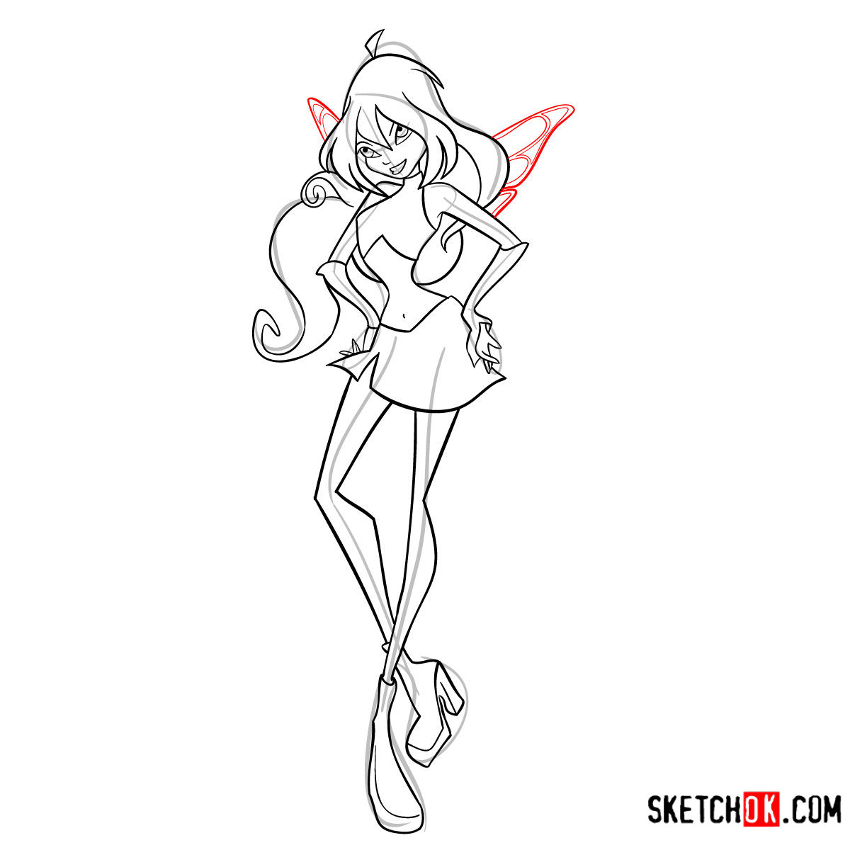 How To Draw Bloom Charmix From Winx Sketchok Step By Step Drawing Tutorials