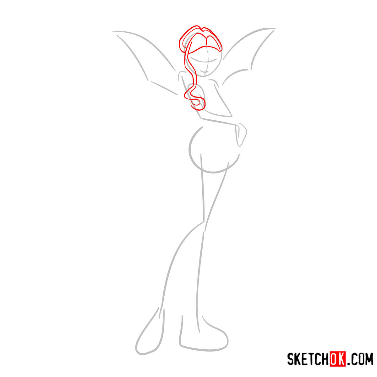 How to draw Aisha Charmix from Winx - step 02