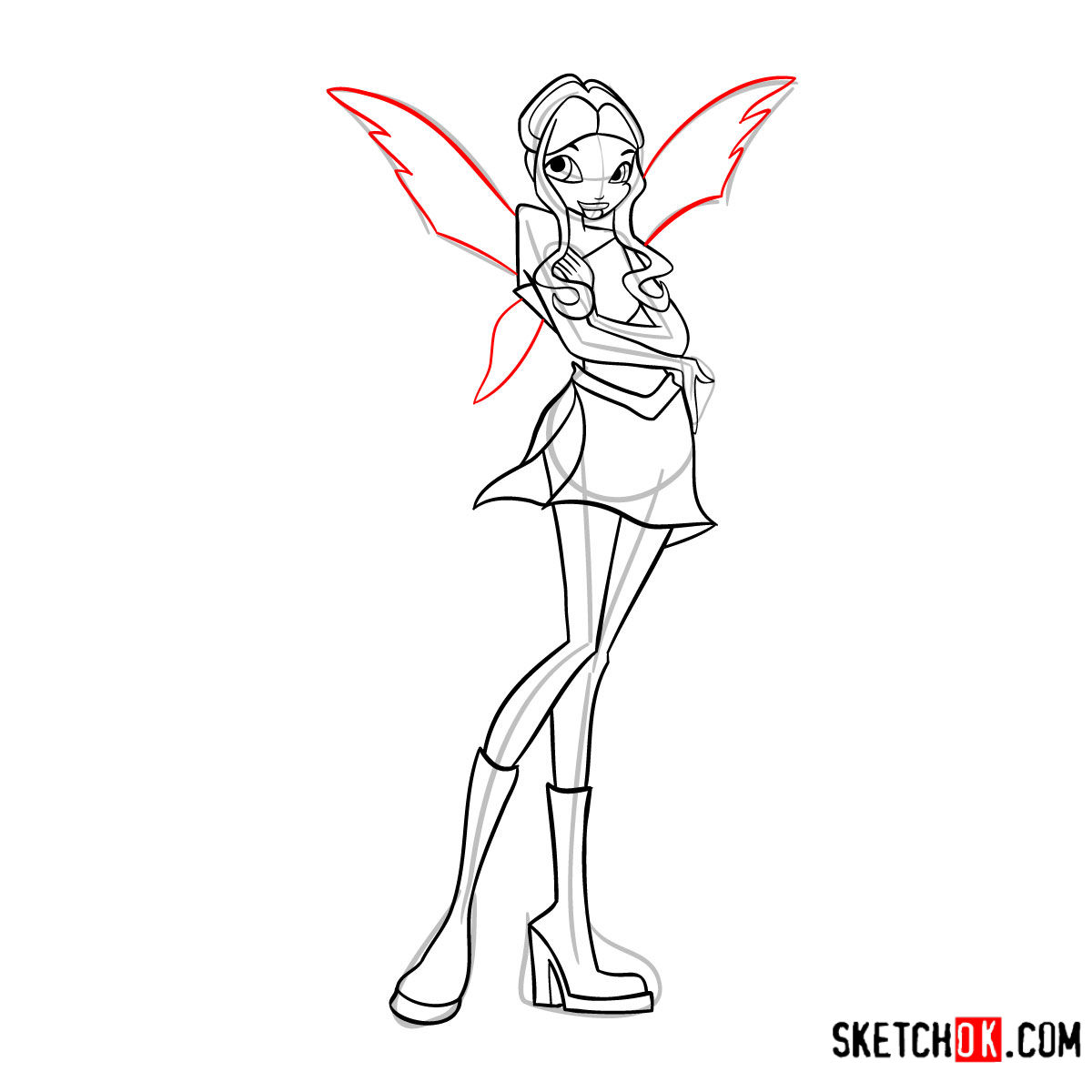 How to draw Aisha Charmix from Winx - step 12