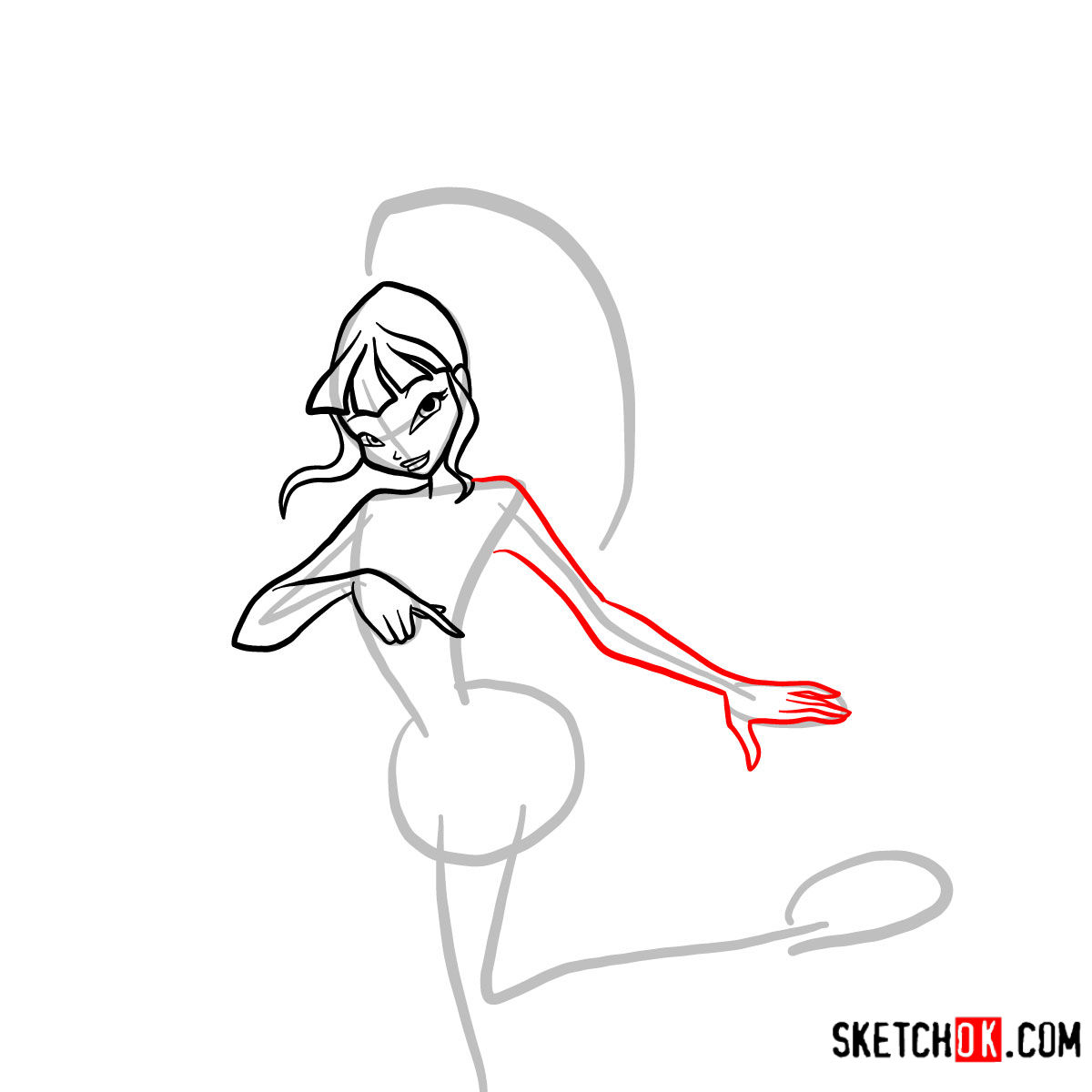 How to draw Musa Serenix from Winx - step 07