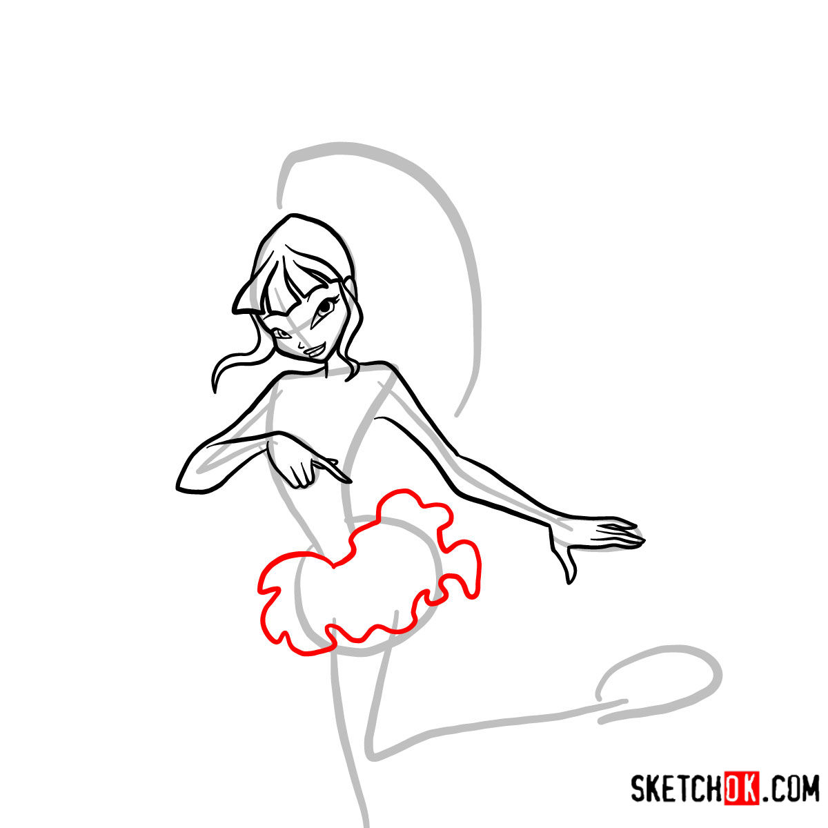 How to draw Musa Serenix from Winx - step 08